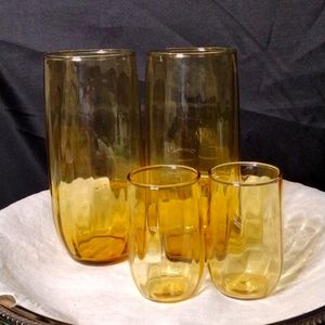 Set of 4 Hazel Atlas amber swirl  glasses